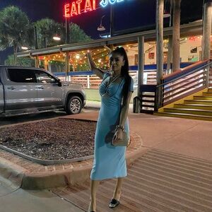 Elegant Light Blue Midi Dress